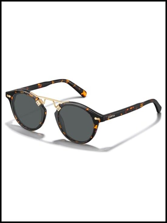 Retro Round Acetate Polarized Sunglasses UV Protection main image 5